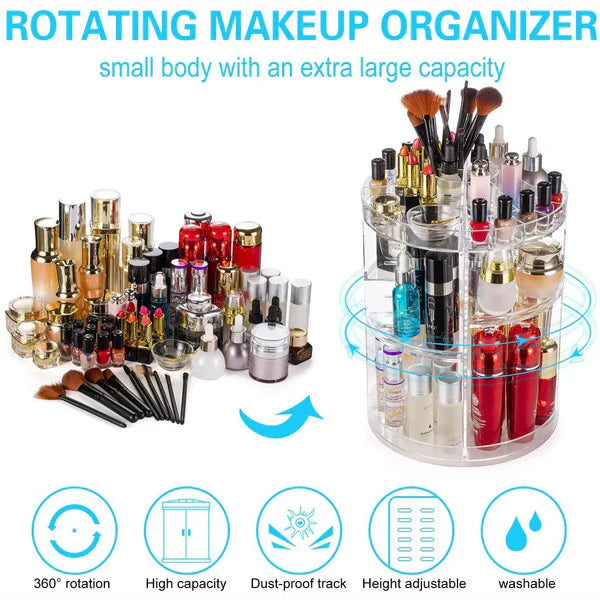 360 Rotating Make up Organizer Acrylic Material